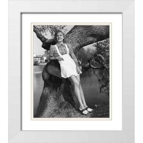 Jane Wyman White Modern Wood Framed Art Print with Double Matting by Hollywood Photo Archive