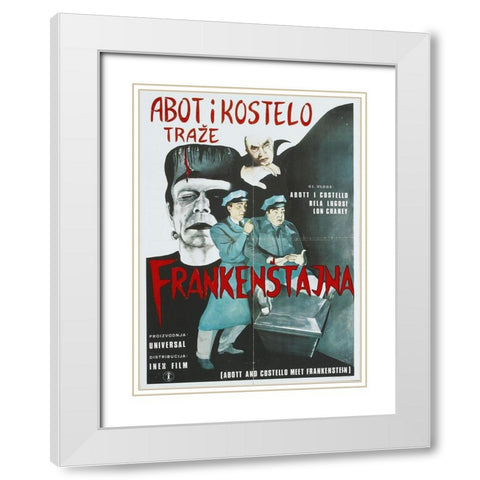 Abbott and Costello - Bosnian - Frankenstein White Modern Wood Framed Art Print with Double Matting by Hollywood Photo Archive