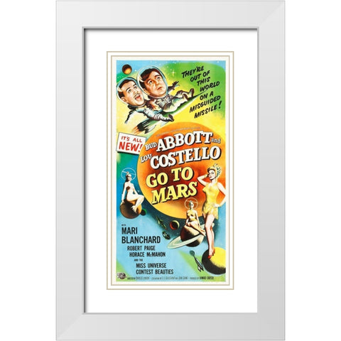 Abbott and Costello - Go To Mars White Modern Wood Framed Art Print with Double Matting by Hollywood Photo Archive