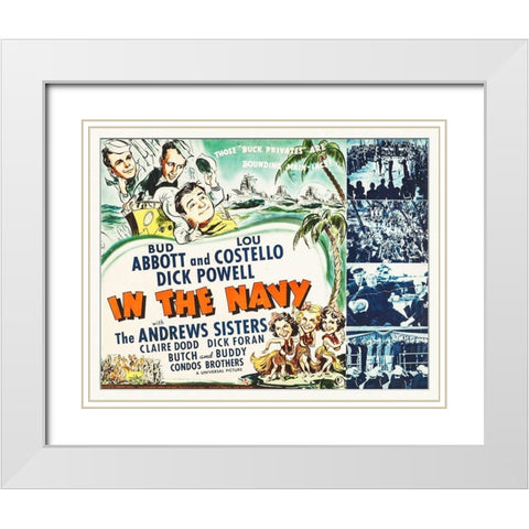 Abbott and Costello - In The Navy White Modern Wood Framed Art Print with Double Matting by Hollywood Photo Archive