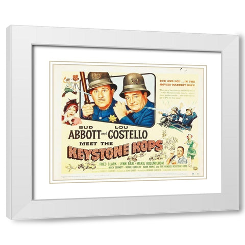 Abbott and Costello - Keystone Kops White Modern Wood Framed Art Print with Double Matting by Hollywood Photo Archive