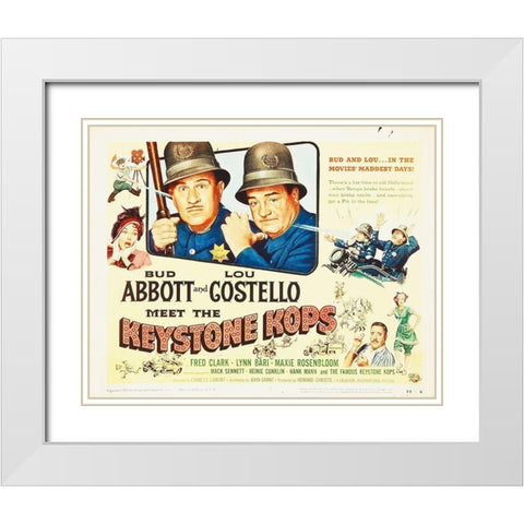 Abbott and Costello - Keystone Kops White Modern Wood Framed Art Print with Double Matting by Hollywood Photo Archive