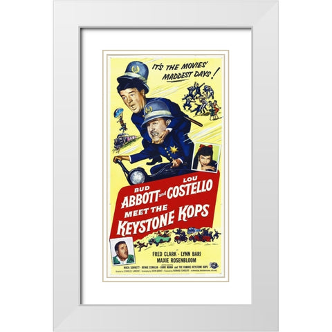 Abbott and Costello - Keystone Kops White Modern Wood Framed Art Print with Double Matting by Hollywood Photo Archive