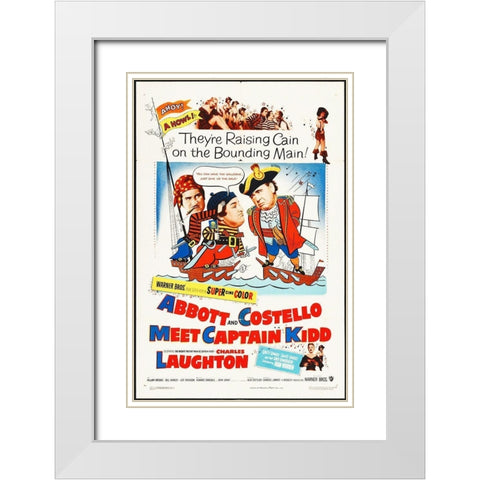 Abbott and Costello - Meet Captain Kidd White Modern Wood Framed Art Print with Double Matting by Hollywood Photo Archive