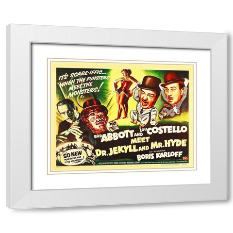 Abbott and Costello - Meet Dr Jekyll And Mr. Hyde White Modern Wood Framed Art Print with Double Matting by Hollywood Photo Archive