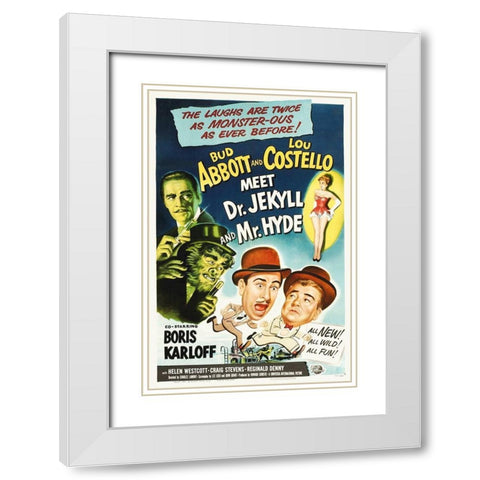 Abbott and Costello - Meet Dr-Jekyll And Mr-Hyde White Modern Wood Framed Art Print with Double Matting by Hollywood Photo Archive