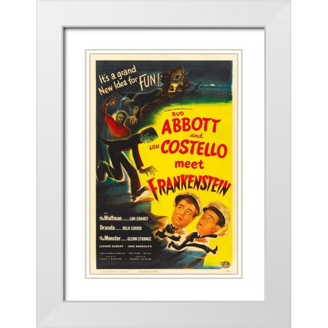 Abbott and Costello - Meet Frankenstein White Modern Wood Framed Art Print with Double Matting by Hollywood Photo Archive