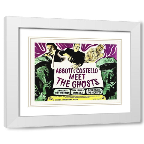 Abbott and Costello - Meet The Ghosts White Modern Wood Framed Art Print with Double Matting by Hollywood Photo Archive