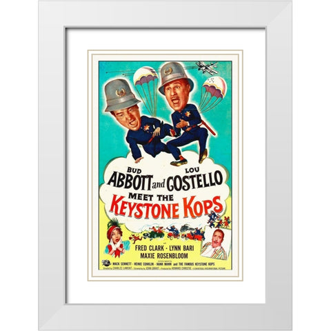 Abbott and Costello - Meet The Keystone Kops White Modern Wood Framed Art Print with Double Matting by Hollywood Photo Archive