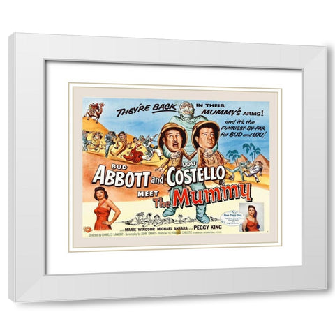 Abbott and Costello - Meet The Mummy White Modern Wood Framed Art Print with Double Matting by Hollywood Photo Archive