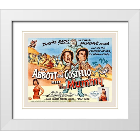 Abbott and Costello - Meet The Mummy White Modern Wood Framed Art Print with Double Matting by Hollywood Photo Archive