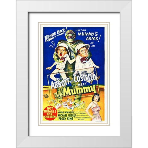 Abbott and Costello - Meet The Mummy White Modern Wood Framed Art Print with Double Matting by Hollywood Photo Archive
