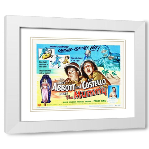 Abbott and Costello - Meet The Mummy White Modern Wood Framed Art Print with Double Matting by Hollywood Photo Archive