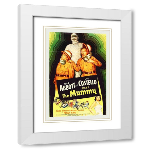 Abbott and Costello - Meet The Mummy White Modern Wood Framed Art Print with Double Matting by Hollywood Photo Archive