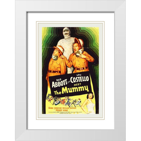 Abbott and Costello - Meet The Mummy White Modern Wood Framed Art Print with Double Matting by Hollywood Photo Archive