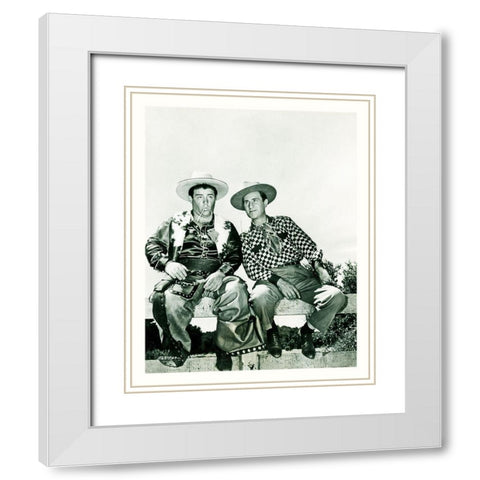 Abbott and Costello - Promotional Still - Ride Em Cowboy White Modern Wood Framed Art Print with Double Matting by Hollywood Photo Archive