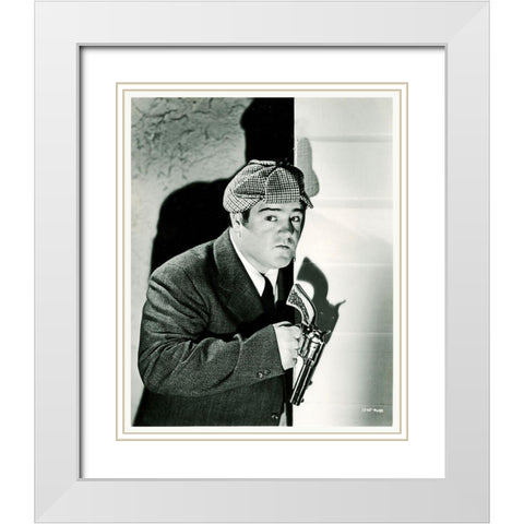 Abbott and Costello - Promotional Still - Who Done It White Modern Wood Framed Art Print with Double Matting by Hollywood Photo Archive