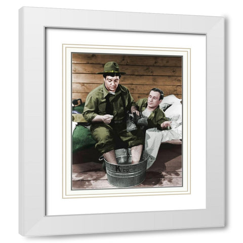 Abbott and Costello - Promotional Still Buck Privates White Modern Wood Framed Art Print with Double Matting by Hollywood Photo Archive