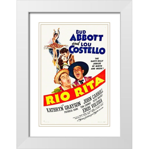 Abbott and Costello - Rio-Rita White Modern Wood Framed Art Print with Double Matting by Hollywood Photo Archive