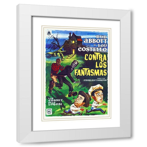 Abbott and Costello - Spanish - Meet The Ghosts White Modern Wood Framed Art Print with Double Matting by Hollywood Photo Archive