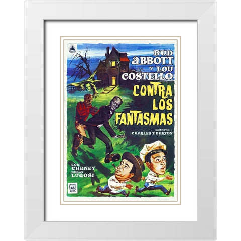 Abbott and Costello - Spanish - Meet The Ghosts White Modern Wood Framed Art Print with Double Matting by Hollywood Photo Archive