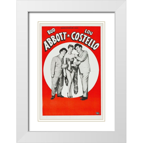 Abbott and Costello - Stock Poster White Modern Wood Framed Art Print with Double Matting by Hollywood Photo Archive