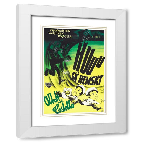 Abbott and Costello - Swedish - Meet Frankenstein White Modern Wood Framed Art Print with Double Matting by Hollywood Photo Archive