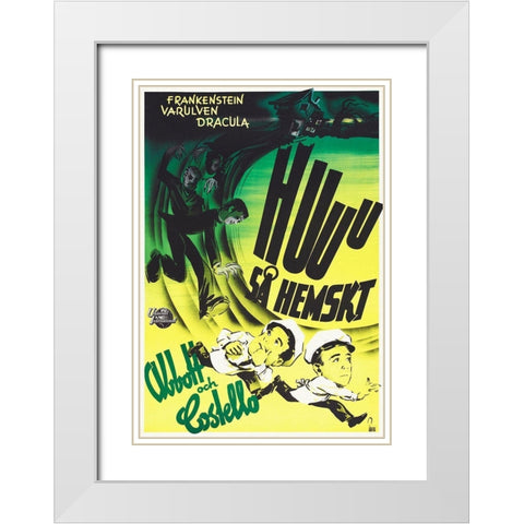 Abbott and Costello - Swedish - Meet Frankenstein White Modern Wood Framed Art Print with Double Matting by Hollywood Photo Archive