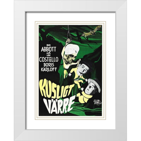 Abbott and Costello - Swedish - Meet The Killer White Modern Wood Framed Art Print with Double Matting by Hollywood Photo Archive