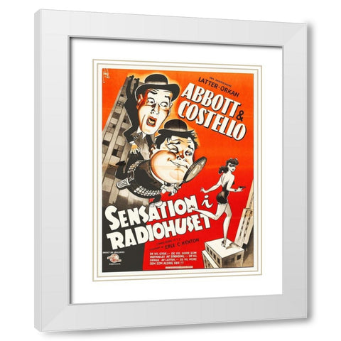 Abbott and Costello - Swedish - Who Done It White Modern Wood Framed Art Print with Double Matting by Hollywood Photo Archive