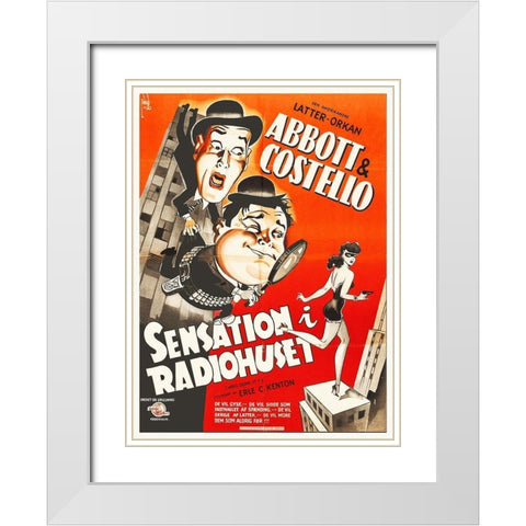 Abbott and Costello - Swedish - Who Done It White Modern Wood Framed Art Print with Double Matting by Hollywood Photo Archive