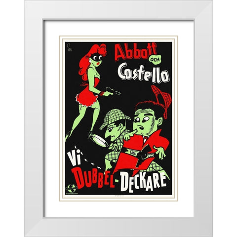 Abbott and Costello - Swedish - Who Done It White Modern Wood Framed Art Print with Double Matting by Hollywood Photo Archive