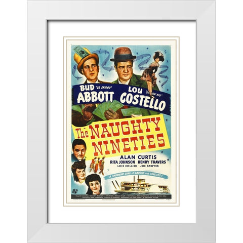 Abbott and Costello - The Naughty Nineties White Modern Wood Framed Art Print with Double Matting by Hollywood Photo Archive