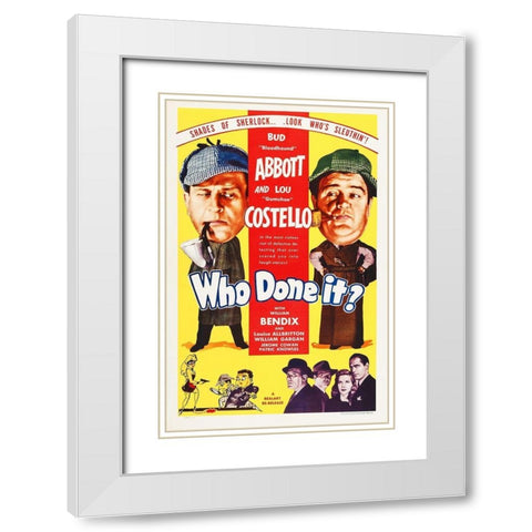 Abbott and Costello - Who Done It White Modern Wood Framed Art Print with Double Matting by Hollywood Photo Archive