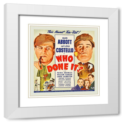 Abbott and Costello - Who Done It White Modern Wood Framed Art Print with Double Matting by Hollywood Photo Archive