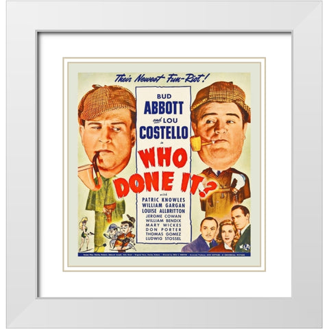 Abbott and Costello - Who Done It White Modern Wood Framed Art Print with Double Matting by Hollywood Photo Archive