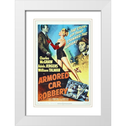 Armored Car Robbery White Modern Wood Framed Art Print with Double Matting by Hollywood Photo Archive
