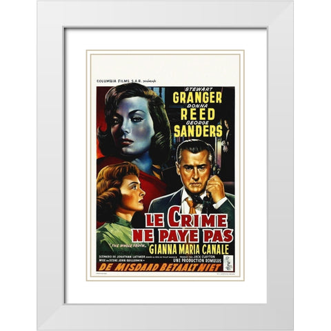 French - Crime Does Not Pay White Modern Wood Framed Art Print with Double Matting by Hollywood Photo Archive