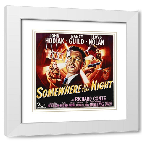 Somewhere In The Night White Modern Wood Framed Art Print with Double Matting by Hollywood Photo Archive