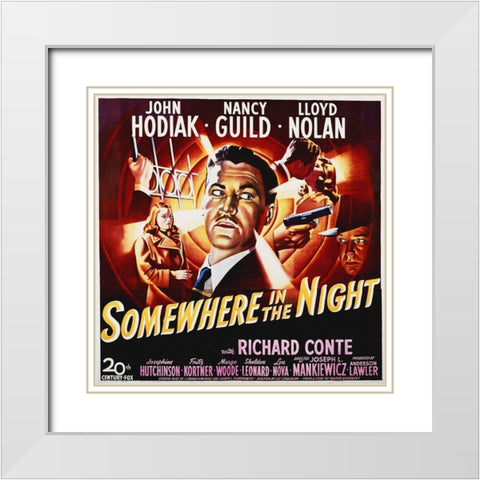Somewhere In The Night White Modern Wood Framed Art Print with Double Matting by Hollywood Photo Archive
