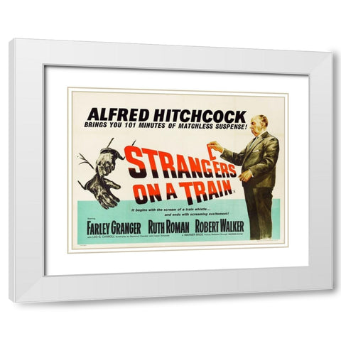 Strangers On A Train White Modern Wood Framed Art Print with Double Matting by Hollywood Photo Archive