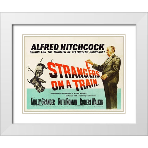 Strangers On A Train White Modern Wood Framed Art Print with Double Matting by Hollywood Photo Archive