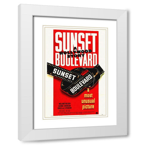 Sunset Blvd Poster White Modern Wood Framed Art Print with Double Matting by Hollywood Photo Archive
