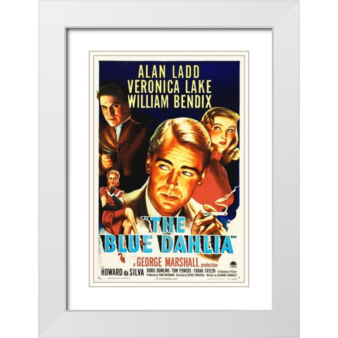 The Blue Dahlia White Modern Wood Framed Art Print with Double Matting by Hollywood Photo Archive