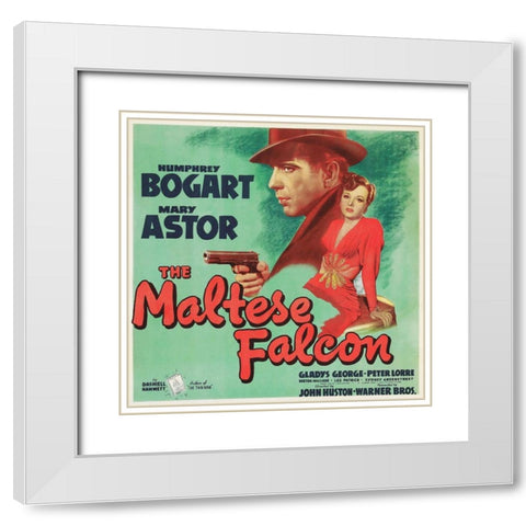 The Maltese Falcon White Modern Wood Framed Art Print with Double Matting by Hollywood Photo Archive