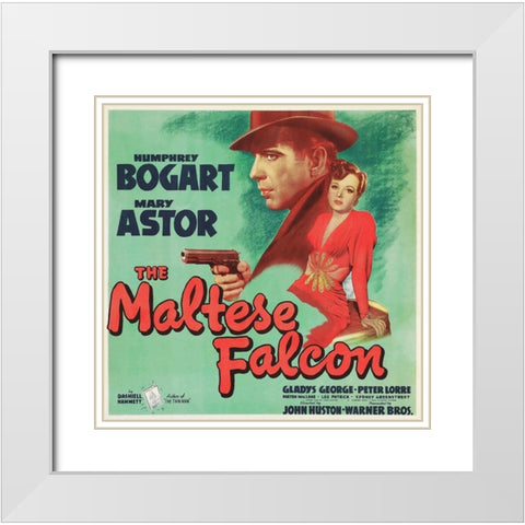 The Maltese Falcon White Modern Wood Framed Art Print with Double Matting by Hollywood Photo Archive