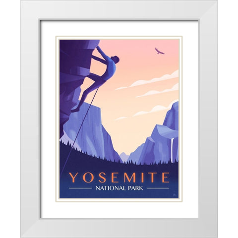 Yosemite National Park - Rock Climber White Modern Wood Framed Art Print with Double Matting by Wickstrom, Martin