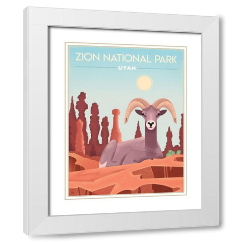 Zion National Park, Utah - Bighorn White Modern Wood Framed Art Print with Double Matting by Wickstrom, Martin