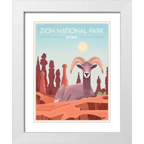 Zion National Park, Utah - Bighorn White Modern Wood Framed Art Print with Double Matting by Wickstrom, Martin