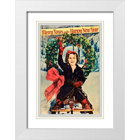 Shirley Temple - Merry Christmas White Modern Wood Framed Art Print with Double Matting by Hollywood Photo Archive